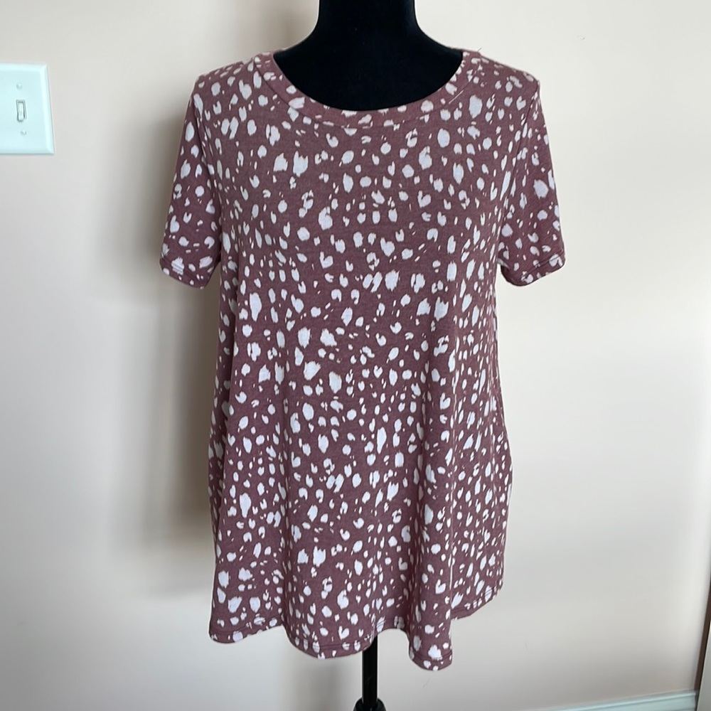 Sew in Love short sleeve tee plum with cream print size Medium